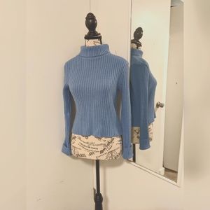 Vintage Ribbed Knit Blue Sweater
